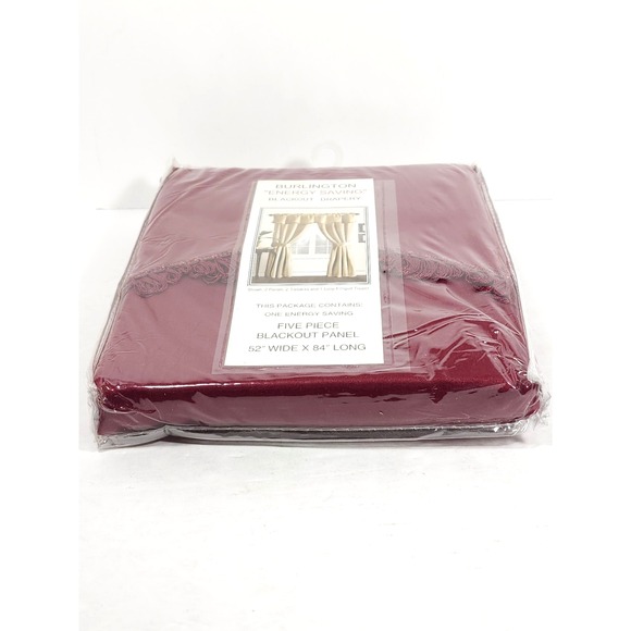 VTG Burlington Energy Saving Blackout Drapery Panels 5 Piece Burgundy 52"x84" - Picture 9 of 11